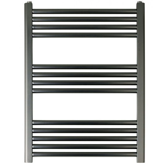 JTP Vos 800mm x 600mm Straight Heated Towel Rail - Brushed Black - VOS806BBL - Envy Bathrooms Ltd