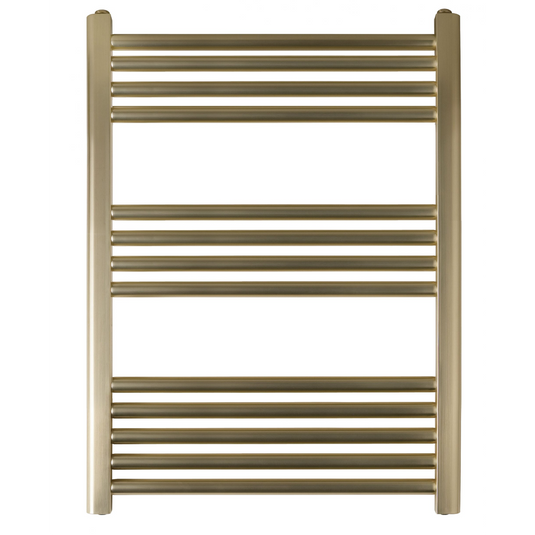 JTP Vos 800mm x 600mm Straight Heated Towel Rail - Brushed Brass - VOS806BBR - Envy Bathrooms Ltd