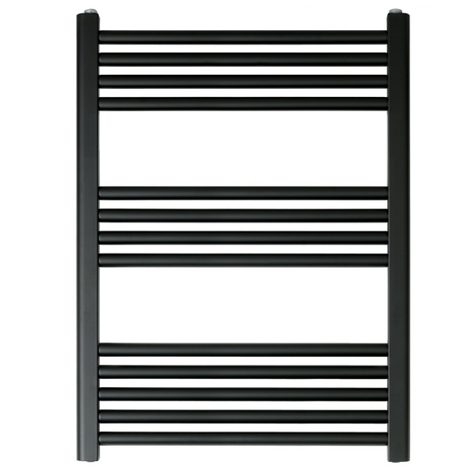JTP Vos 800mm x 600mm Straight Heated Towel Rail - Matt Black - VOS806MB - Envy Bathrooms Ltd