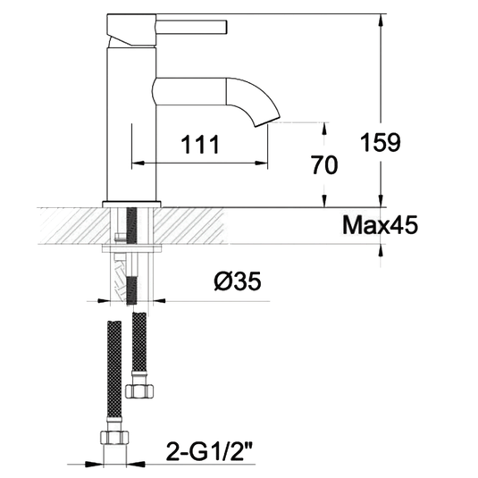 JTP Vos Basin Mixer Tap with Designer Handle - Brushed Brass - Envy Bathrooms Ltd