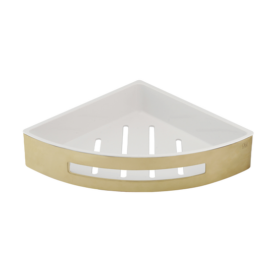 JTP Vos Corner Basket With Shelf - Brushed Brass - 232014BBR - Envy Bathrooms Ltd