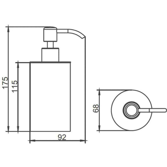 JTP Vos Countertop Soap Dispenser 68mm Wide - Brushed Brass - Envy Bathrooms Ltd