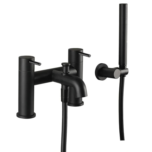 JTP Vos Deck Mounted Bath Shower Mixer Tap with Shower Kit - Matt Black - Envy Bathrooms Ltd