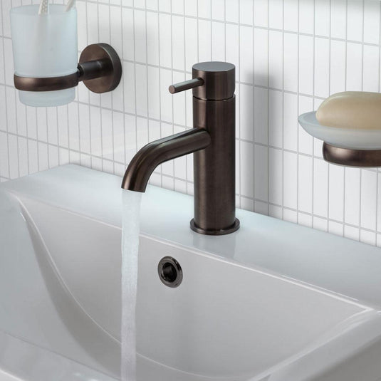JTP Vos Deck Mounted Single Lever Designer Handle Basin Mixer Tap - Brushed Black - Envy Bathrooms Ltd
