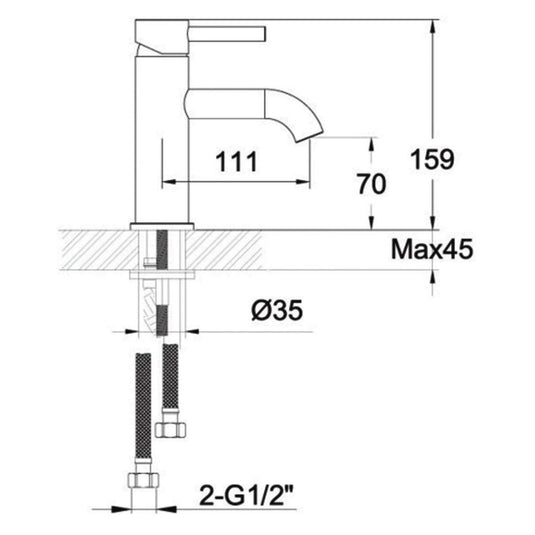 JTP Vos Deck Mounted Single Lever Designer Handle Basin Mixer Tap - Brushed Black - Envy Bathrooms Ltd