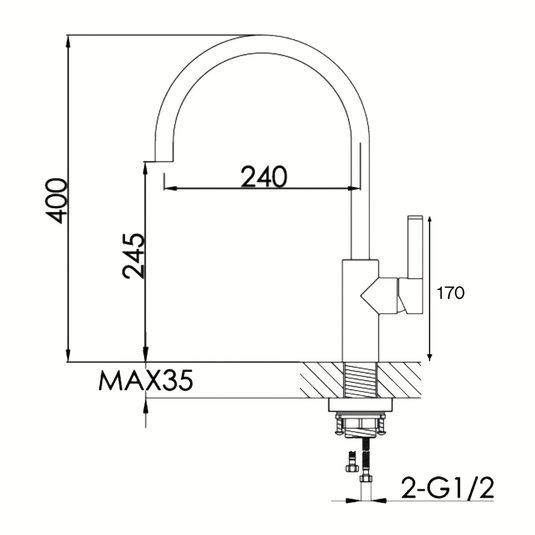 JTP Vos Deck Mounted Single Lever Kitchen Sink Mixer Tap - Brushed Black - Envy Bathrooms Ltd