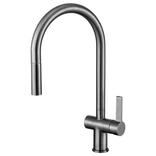 JTP Vos Deck Mounted Single Lever Pull Out Kitchen Sink Mixer Tap - Brushed Black - Envy Bathrooms Ltd