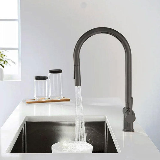 JTP Vos Deck Mounted Single Lever Pull Out Kitchen Sink Mixer Tap - Brushed Black - Envy Bathrooms Ltd