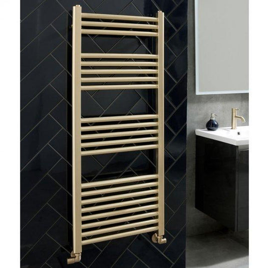 JTP Vos Straight Heated Towel Rail 800mm H x 500mm W - Brushed Brass - Envy Bathrooms Ltd