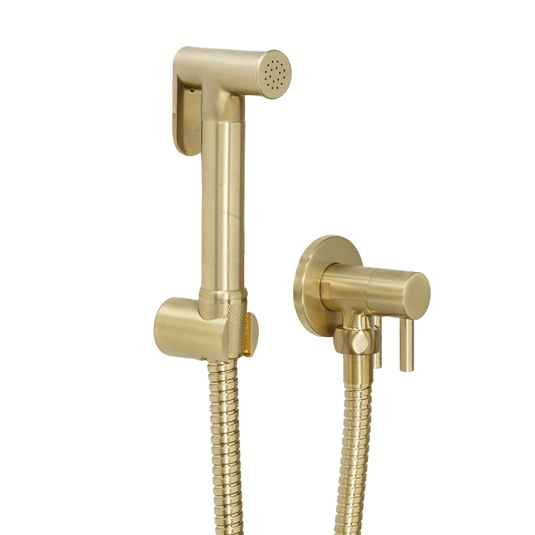 JTP Vos Single Lever Wall Mounted Douche Set with Angle Valve - Brushed Brass - Envy Bathrooms Ltd