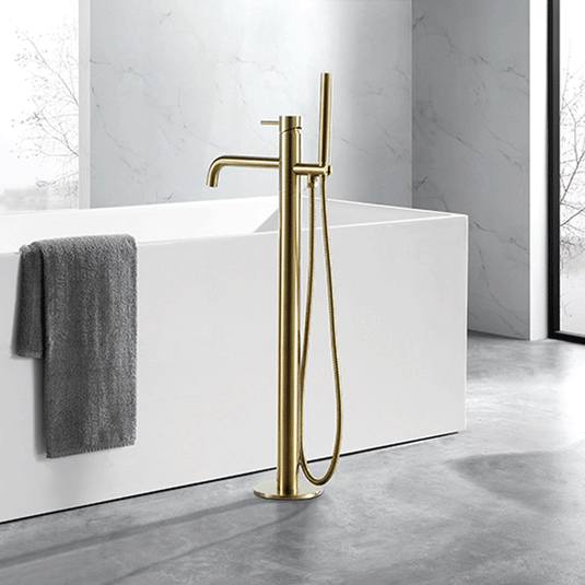 JTP Vos Freestanding Bath Shower Mixer Tap with Kit - Brushed Brass - Envy Bathrooms Ltd