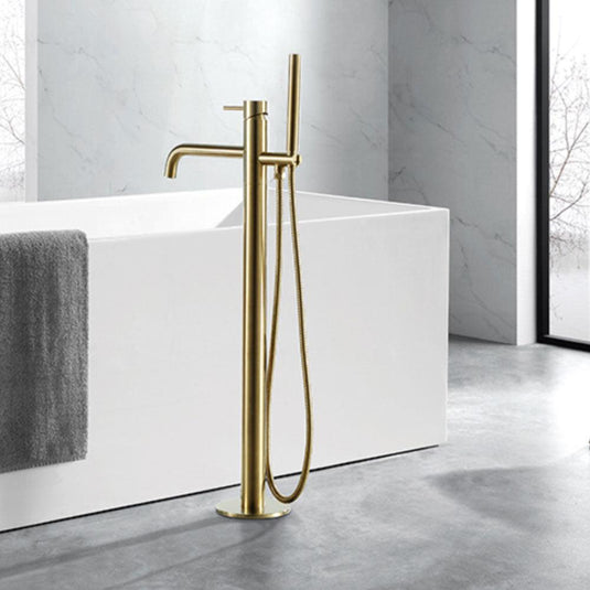 JTP Vos Freestanding Bath Shower Mixer Tap with Shower Kit - Brushed Brass - Envy Bathrooms Ltd