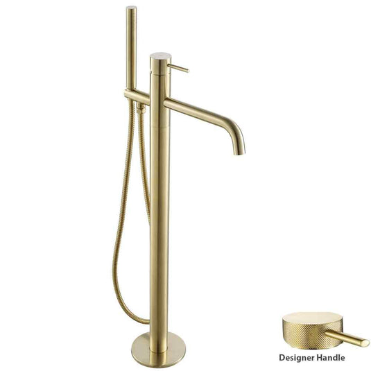 JTP Vos Freestanding Bath Shower Mixer Tap with Shower Kit - Brushed Brass - Envy Bathrooms Ltd