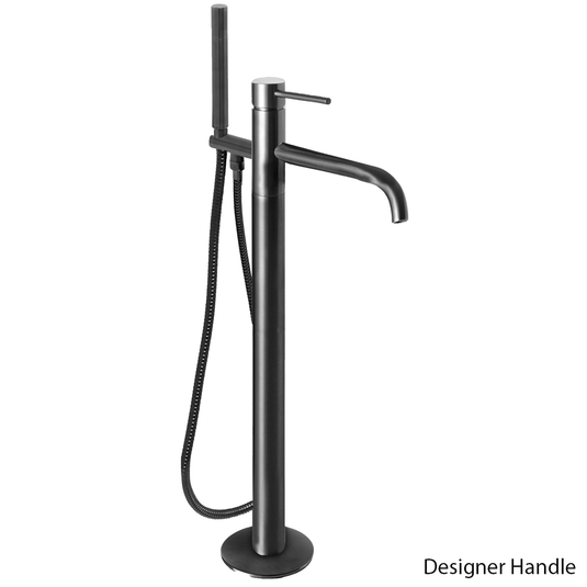 JTP Vos Freestanding Single Lever Designer Handle Bath Shower Mixer Tap with Shower Kit - Brushed Black - Envy Bathrooms Ltd