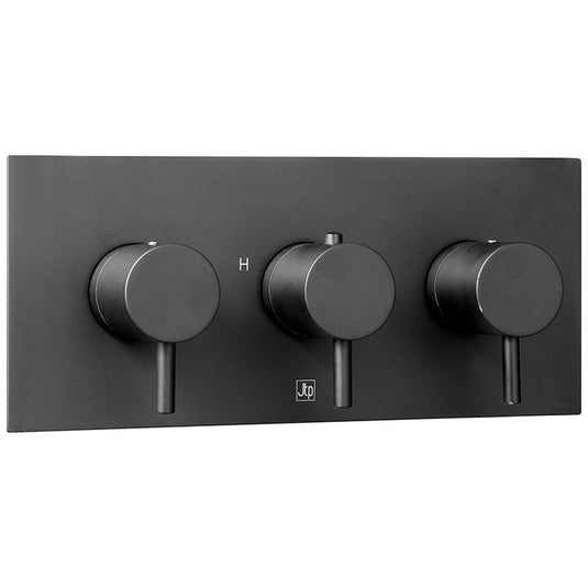 JTP Vos Horizontal Thermostatic Concealed 2 Outlets Shower Valve - Matt Black - Envy Bathrooms Ltd