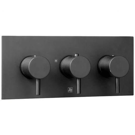 JTP Vos Horizontal Thermostatic Concealed 3 Outlets Shower Valve - Matt Black - Envy Bathrooms Ltd