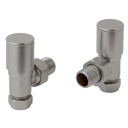JTP Vos Inox Manual Angled Radiator Valves Pair - Stainless Steel - Envy Bathrooms Ltd
