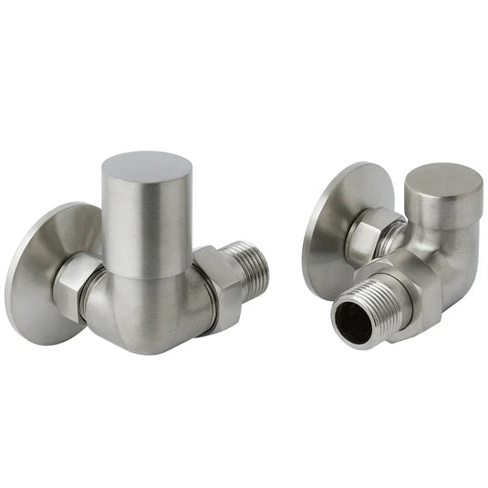 JTP Vos Inox Manual Corner Radiator Valves Pair - Stainless Steel - Envy Bathrooms Ltd