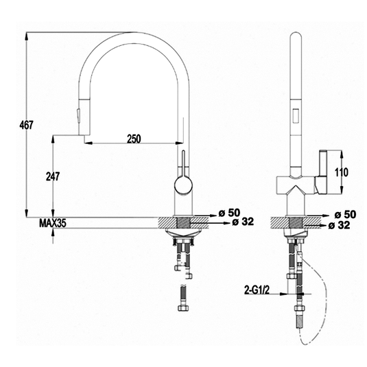 JTP Vos Kitchen Sink Mixer Tap Pull Out Spout - Matt Black - Envy Bathrooms Ltd