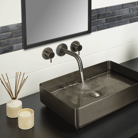 JTP Vos Lever Designer Handle Wall Valves Pair 70mm Wide - Brushed Black - Envy Bathrooms Ltd