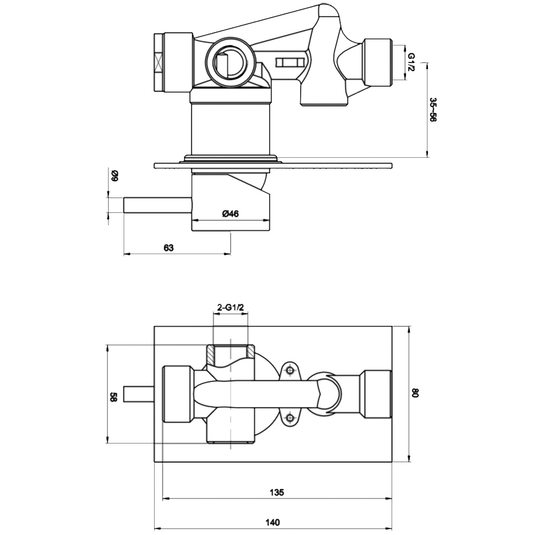 JTP Vos Manual Concealed Shower Valve - Matt Black - Envy Bathrooms Ltd