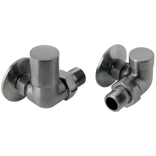 JTP Vos Manual Corner Radiator Valves Pair - Brushed Black - Envy Bathrooms Ltd