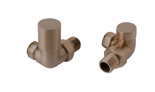 JTP Vos Manual Corner Radiator Valves Pair - Brushed Bronze - 21RVACABRZ - Envy Bathrooms Ltd