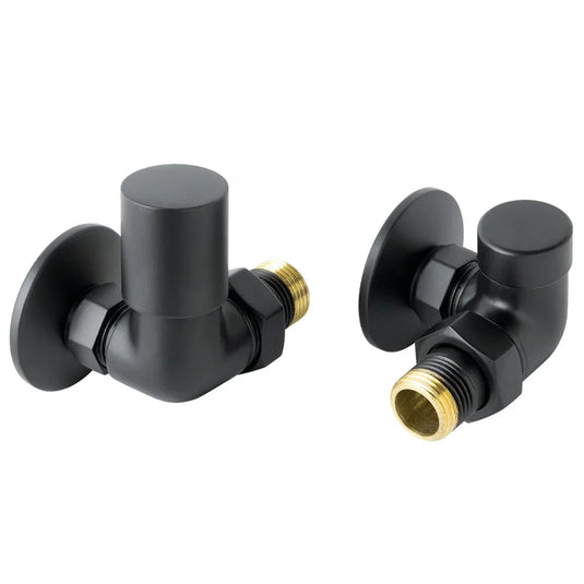 JTP Vos Manual Corner Radiator Valves Pair - Matt Black - Envy Bathrooms Ltd