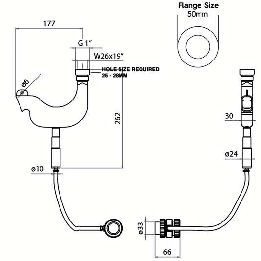 JTP Vos Pull Out Round Shower Handset with Overflow Waste to Drainer - Matt Black - Envy Bathrooms Ltd