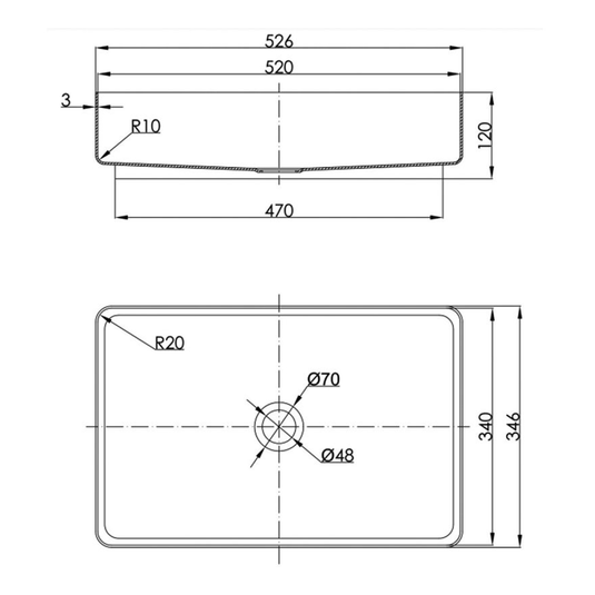 JTP Vos Rectangular Sit-On Countertop Basin with Waste 526mm Wide - Brushed Black - Envy Bathrooms Ltd