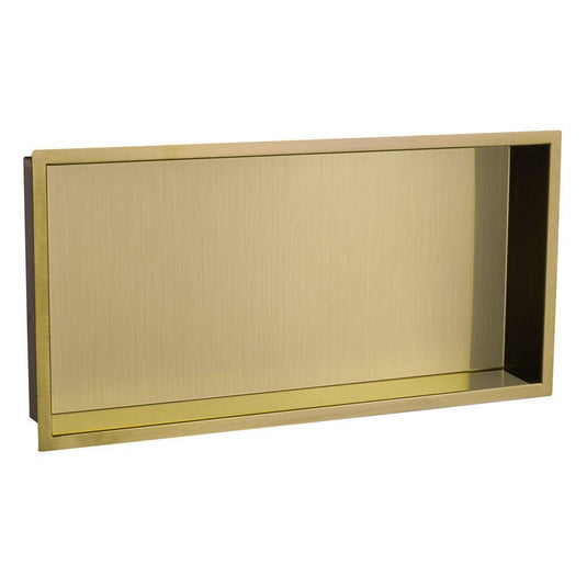 JTP Vos Rectangular Wall Mounted Shower Niche 600mm Wide - Brushed Brass - Envy Bathrooms Ltd