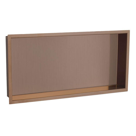 JTP Vos Rectangular Wall Mounted Shower Niche 600mm Wide - Brushed Bronze - Envy Bathrooms Ltd