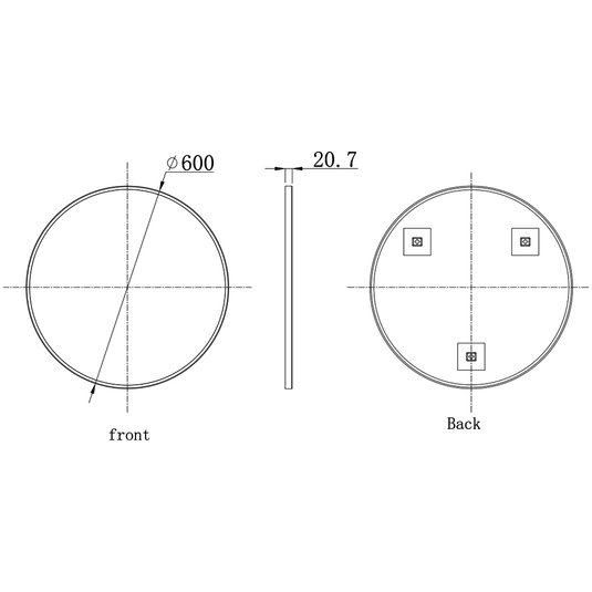 JTP Vos Round Bathroom Mirror 600mm Wide - Brushed Brass - Envy Bathrooms Ltd