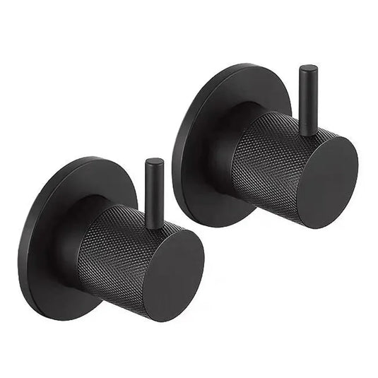 JTP Vos Round Designer Handle Wall Mounted Wall Valves 70mm Wide - Matt Black - Envy Bathrooms Ltd
