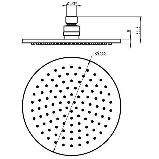 JTP Vos Round Fixed Shower Head 200mm Wide - Brushed Brass - Envy Bathrooms Ltd