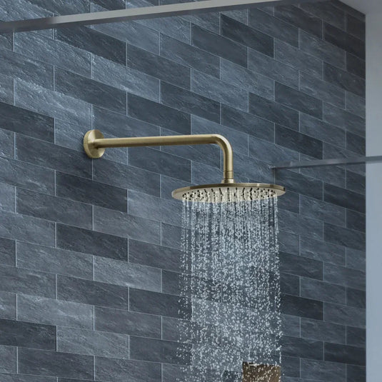 JTP Vos Round Fixed Shower Head 250mm Diameter - Brushed Brass - Envy Bathrooms Ltd
