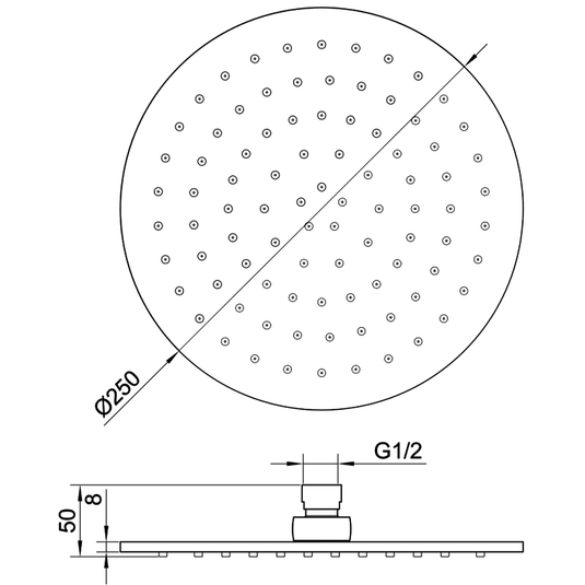 JTP Vos Round Fixed Shower Head 250mm Wide - Brushed Bronze - Envy Bathrooms Ltd