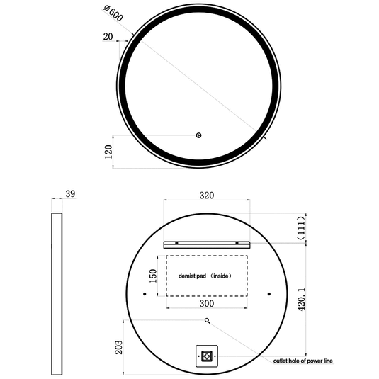 JTP Vos Round LED Illuminated Bathroom Mirror 600mm Wide - Brushed Brass - Envy Bathrooms Ltd