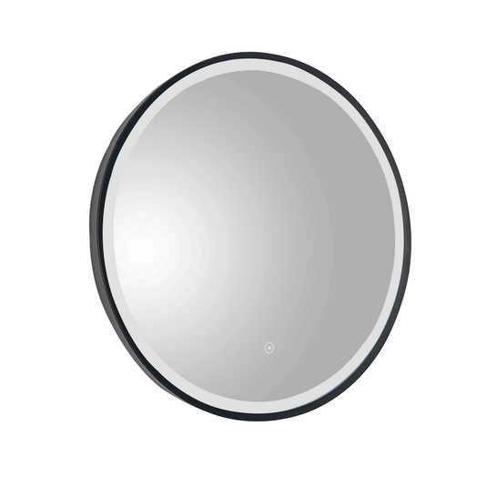 JTP Vos Round LED Illuminated Bathroom Mirror 600mm Wide - Matt Black - Envy Bathrooms Ltd