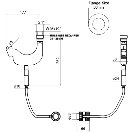 JTP Vos Round Pull Out Shower Handset with Overflow Waste Drainer - Brushed Black - Envy Bathrooms Ltd