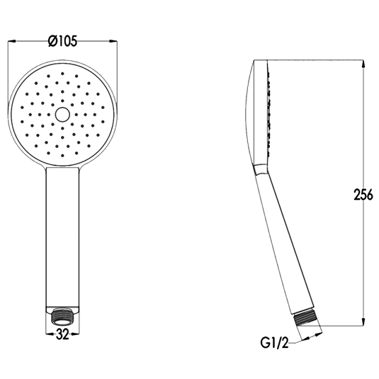 JTP Vos Round Shower Handset - Matt Black - Envy Bathrooms Ltd