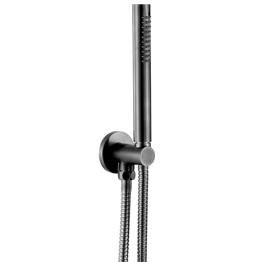 JTP Vos Round Shower Handset with Holder and Hose - Brushed Black - Envy Bathrooms Ltd