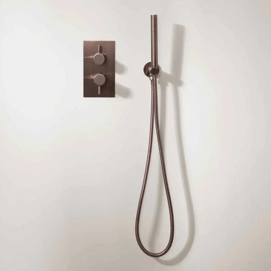 JTP Vos Round Shower Handset with Holder and Hose - Brushed Bronze - Envy Bathrooms Ltd