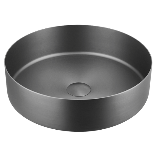 JTP Vos Round Sit-On Countertop Basin with Waste 360mm Wide - Brushed Black - Envy Bathrooms Ltd