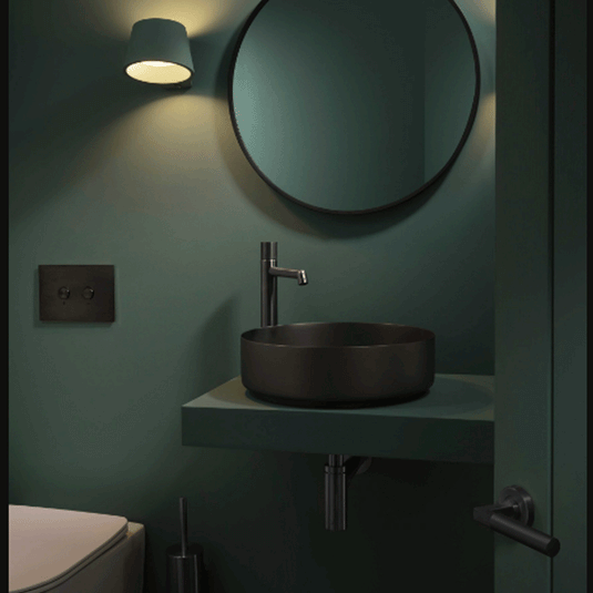 JTP Vos Round Sit-On Countertop Basin with Waste 360mm Wide - Brushed Black - Envy Bathrooms Ltd