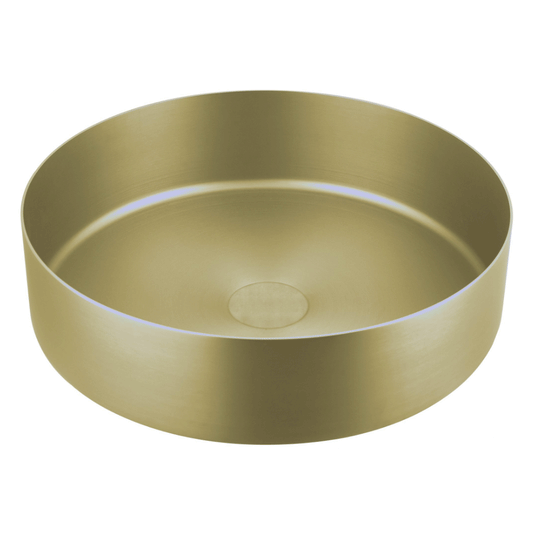 JTP Vos Round Sit-On Countertop Basin with Waste 360mm Wide - Brushed Brass - Envy Bathrooms Ltd