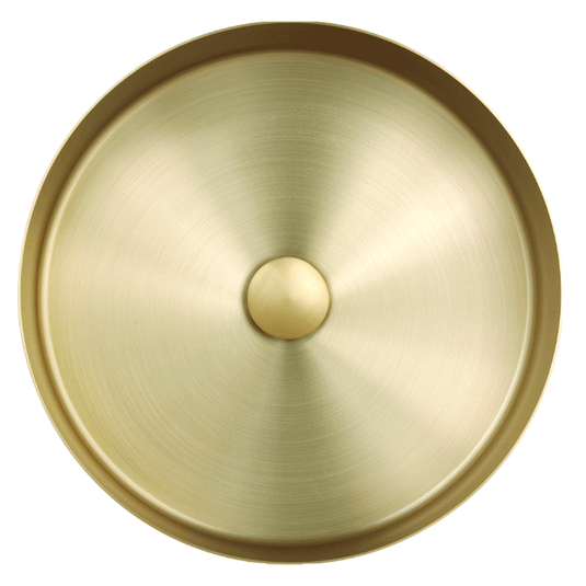 JTP Vos Round Sit-On Countertop Basin with Waste 360mm Wide - Brushed Brass - Envy Bathrooms Ltd