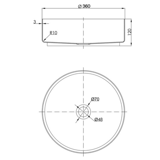 JTP Vos Round Sit-On Countertop Basin with Waste 360mm Wide - Brushed Brass - Envy Bathrooms Ltd