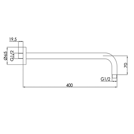 JTP Vos Round Wall Mounted Shower Arm 400mm Long - Brushed Black - Envy Bathrooms Ltd