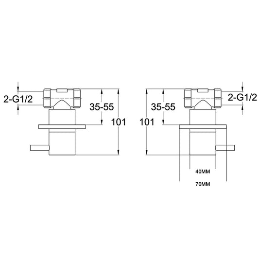 JTP Vos Round Wall Mounted Valves 70mm Wide - Matt Black - Envy Bathrooms Ltd